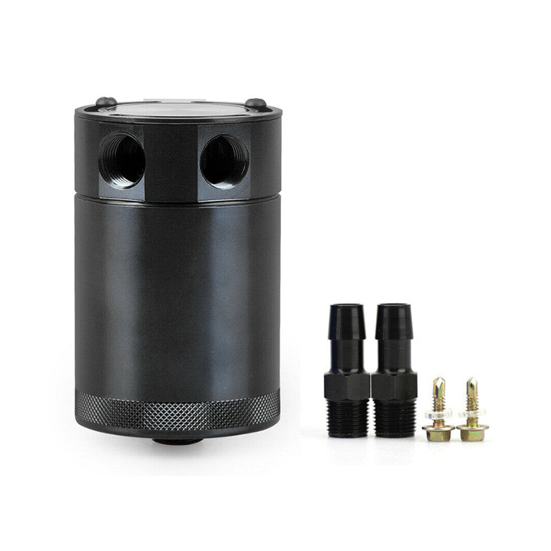 Oil Catch Can Reservoir Baffled 2 Port Oil Catch Tank Aluminum Air Oil Separator