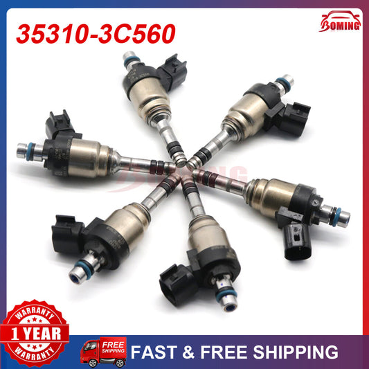 6x Fuel Injector 35310-3C560 For 14-18 for Hyundai Santa 3.8L V6 for Kia Sorento 3.3L V6