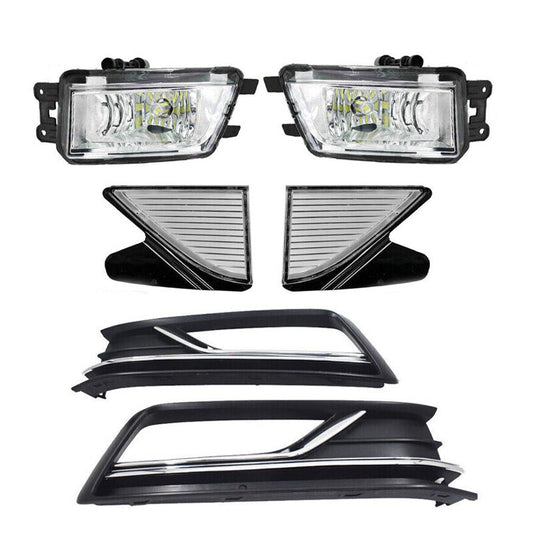 Set Front Fog Lamp Light+Grille Cover+Trim for Passat B8 2016 2017 2018 2019