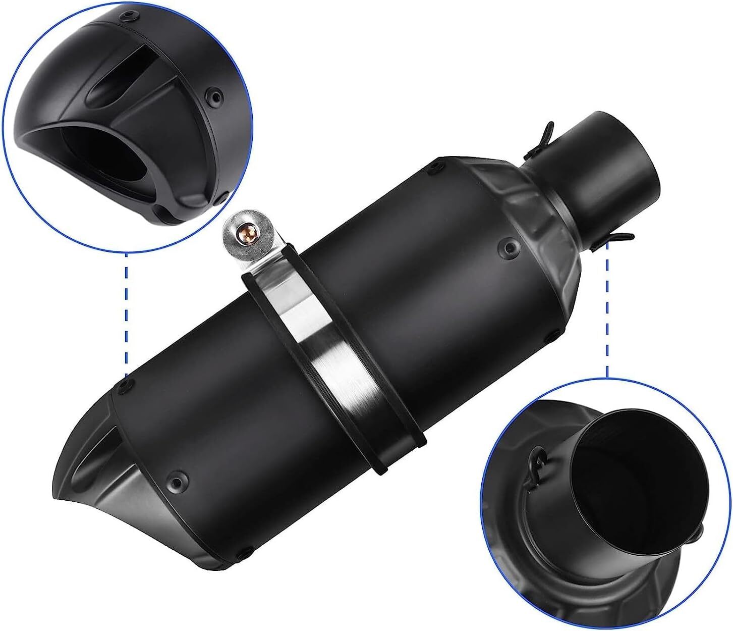 Black Universal 1.5-2 Motorcycle Short Exhaust Muffler fits ATV scooter UTV