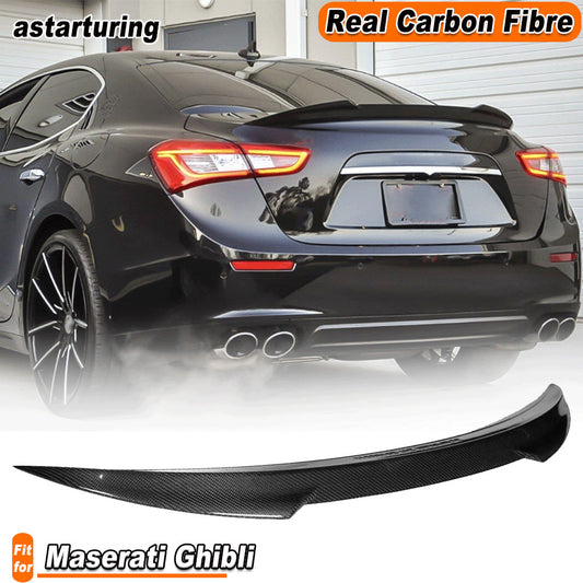 Fit for Maserati Ghibli Sedan 2014-2024 REAL Carbon Rear Trunk Spoiler Wing Lip