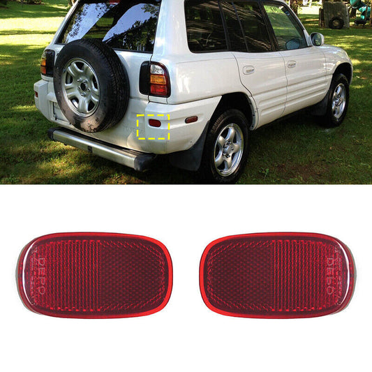 A pair of rear bumper reflector lights for Toyota Rav4 1994-2005 (LH=RH-)