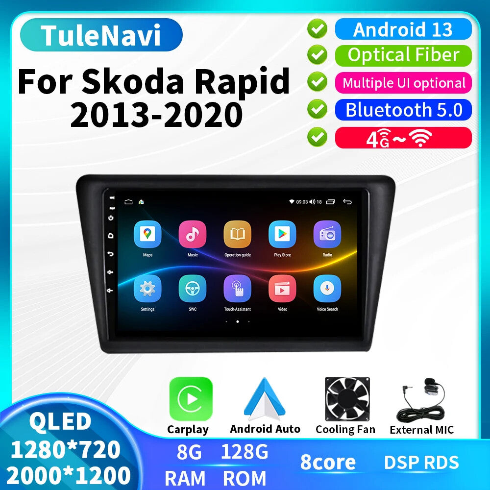Car Radio for Skoda Rapid 2013-2020 CarPlay Stereo Multimedia GPS Player Screen