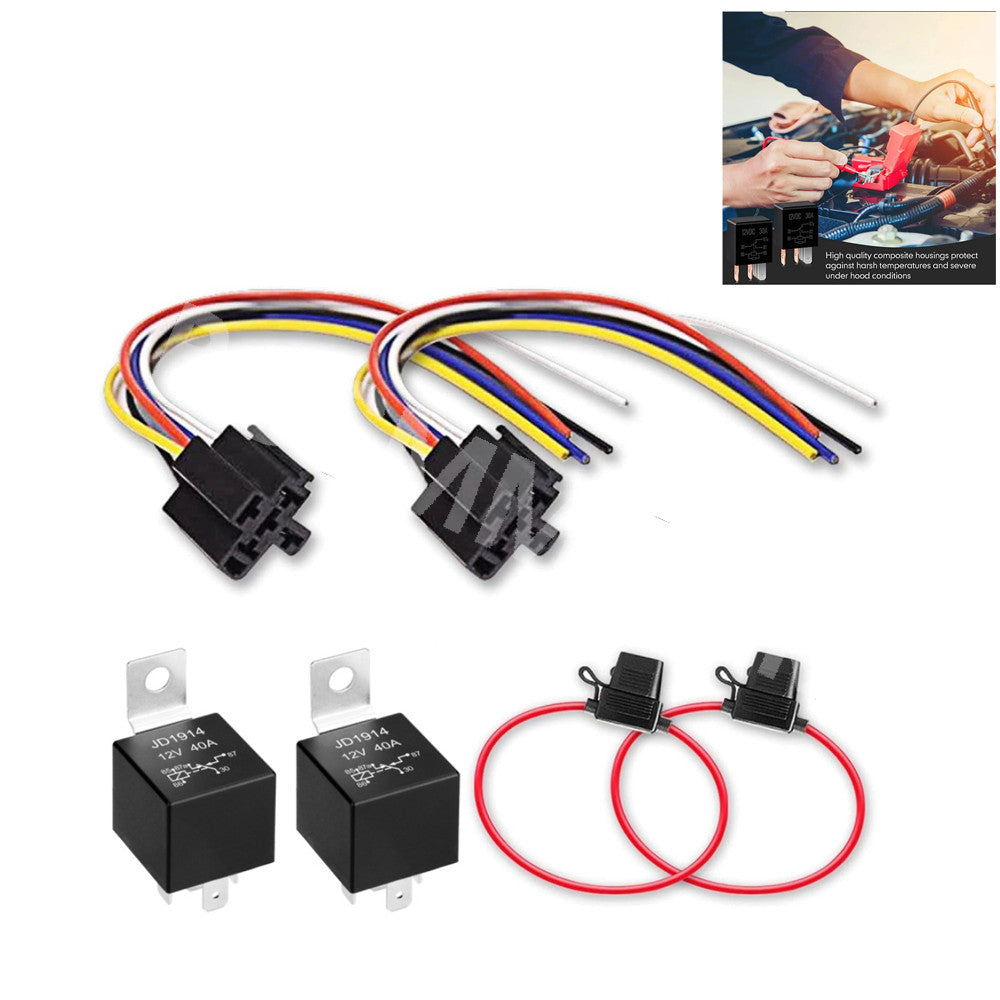 30/40A 12V 5-Pin Spdt Relay W/Relay Socket Fuse Holder Waterproof Accessories