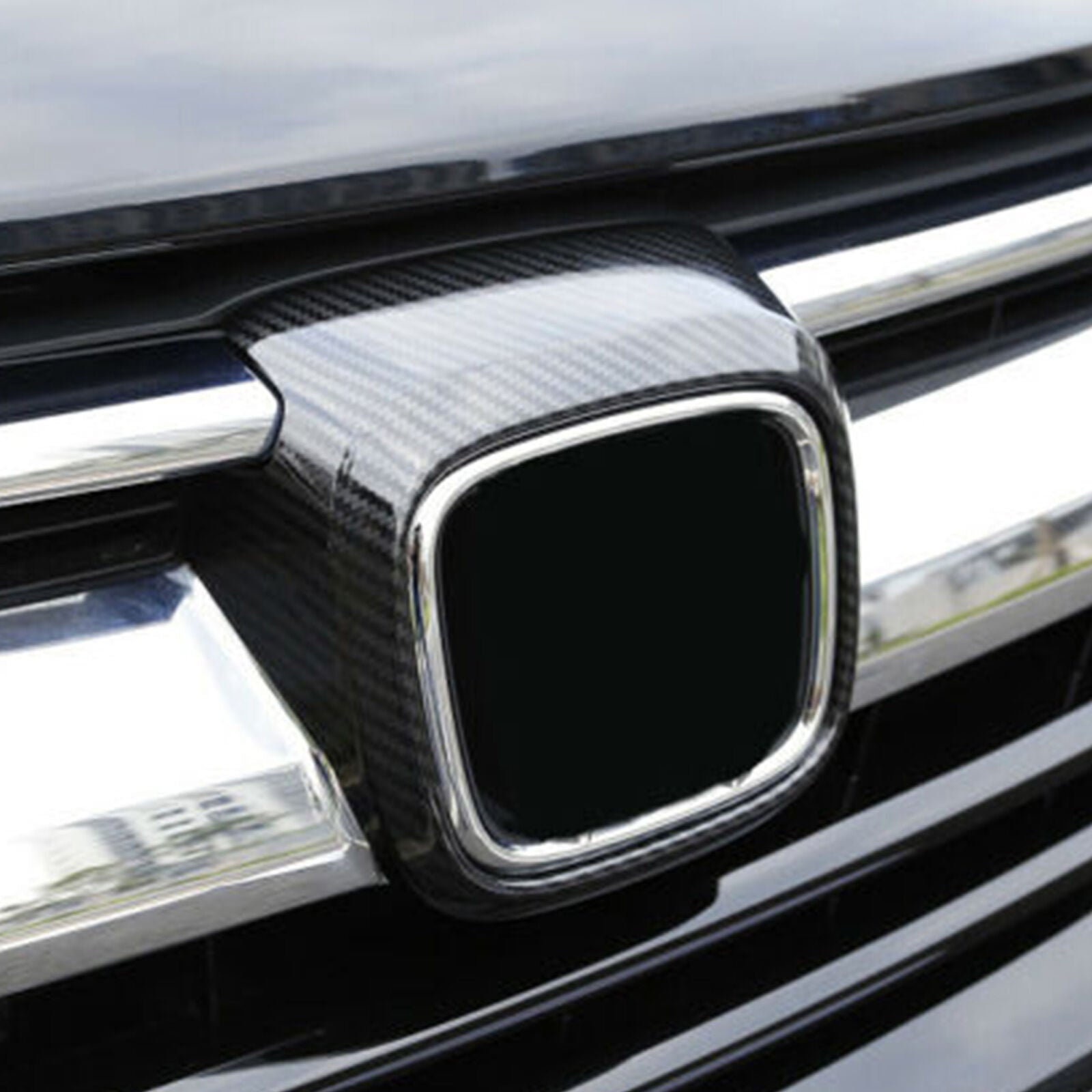 Carbon Fiber Front Grille Logo Frame Cover Trim ABS For 2017-2022 for Honda CRV CR-V