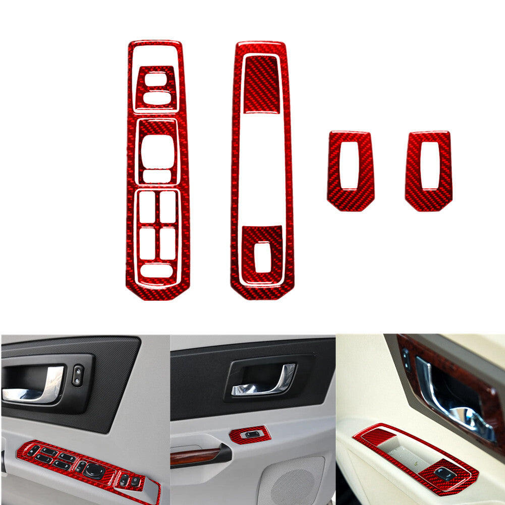 2Pcs Carbon Fiber Door Window Lift Control Panel Trim for Cadillac CTS 2003-2007