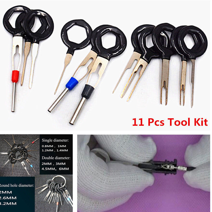 11pc Car Plug Circuit Board Wire Harness Terminal Connector Extractor Metal Tool