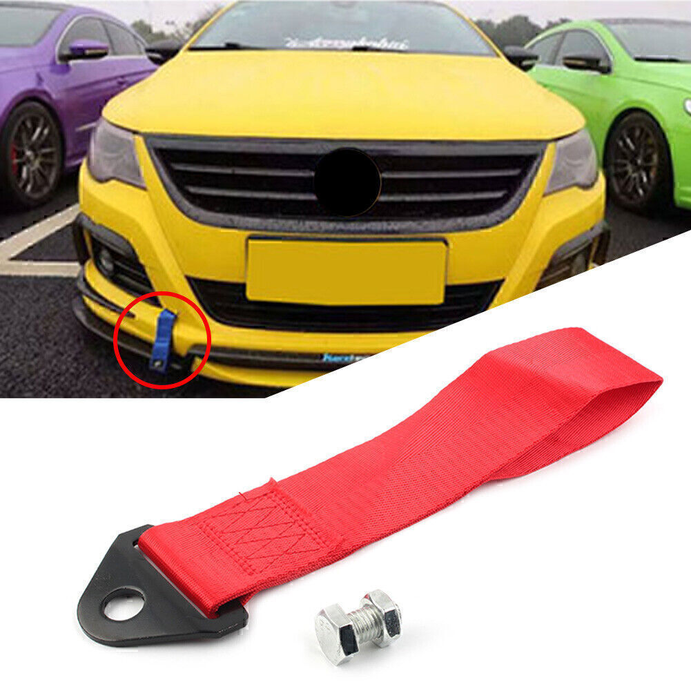 Racing Car Tow Towing Strap Belt Rope Rally Hook Universal Rear/Front Bumper