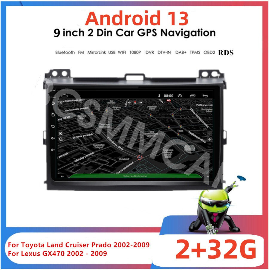 9in Android 13 Car Radio Fit for Toyota for Land Cruiser Prado 2002-2009 Player