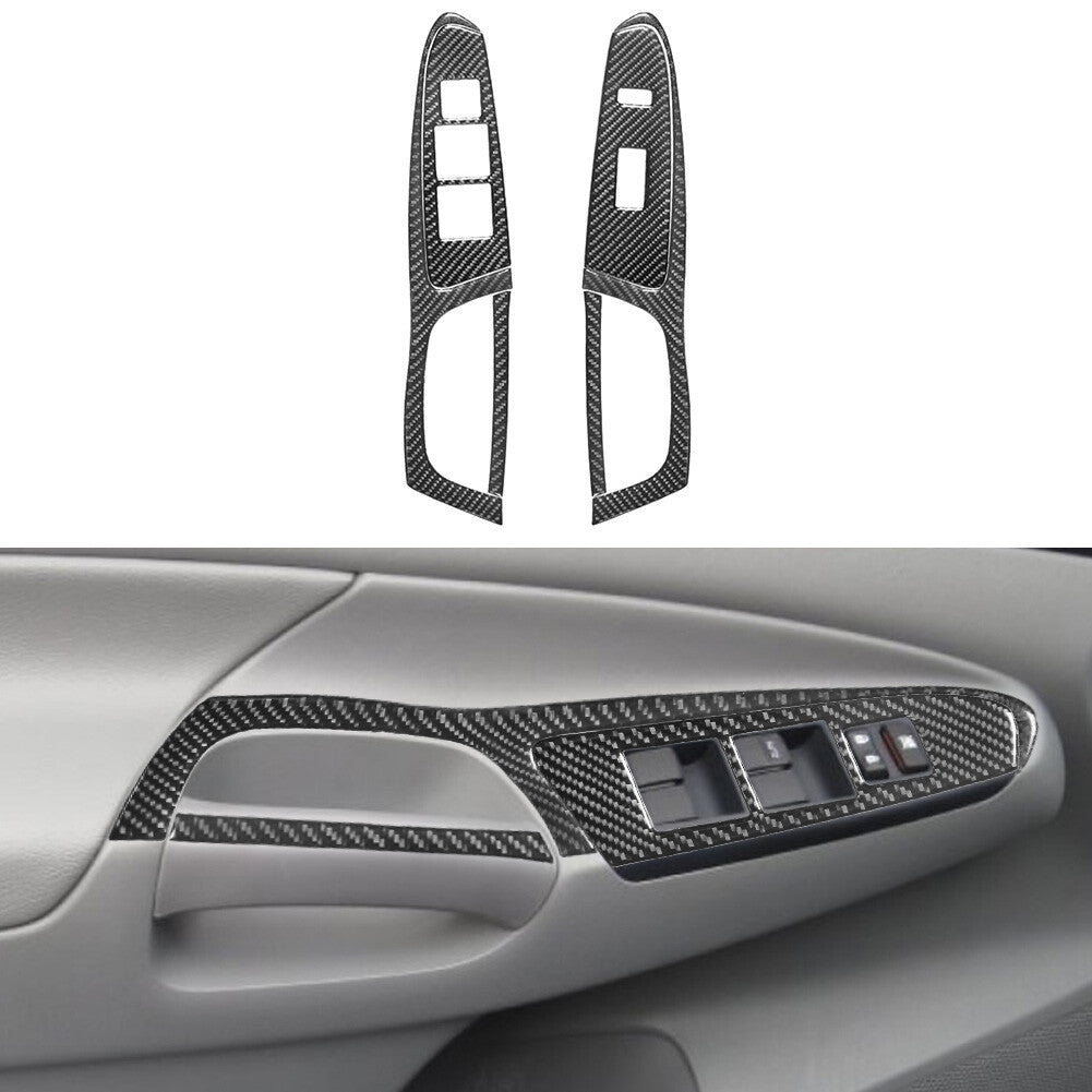 for Toyota Tacoma 2012-2015 6Pcs Front Window Button Control Trim Carbon Fiber