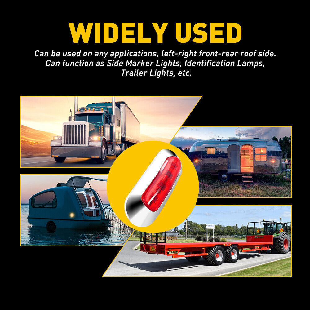 10x 3.85Amber+5Red 4LED Side Marker Clearance Light Waterproof Truck Trailer AU