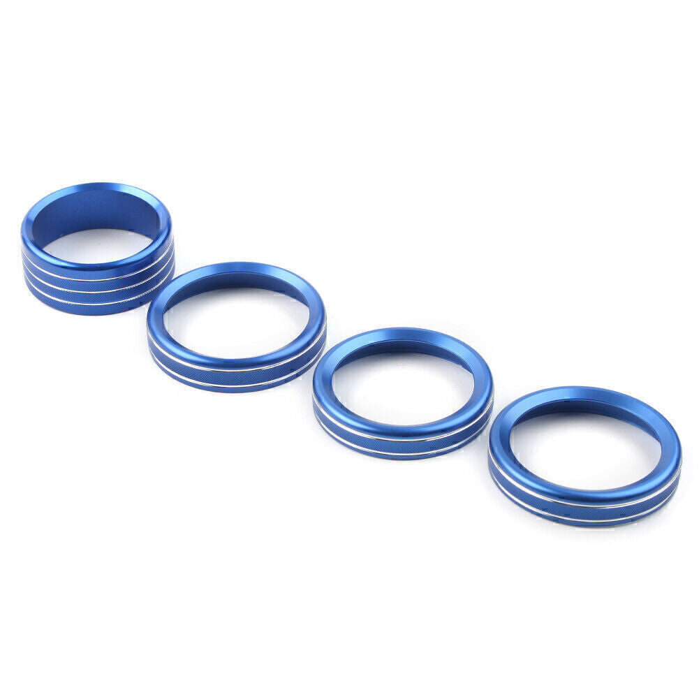 4x Blue Air Conditioner Switch Knob Ring Cover Trim Fit 18-2020 for Jeep for Wrangler JL