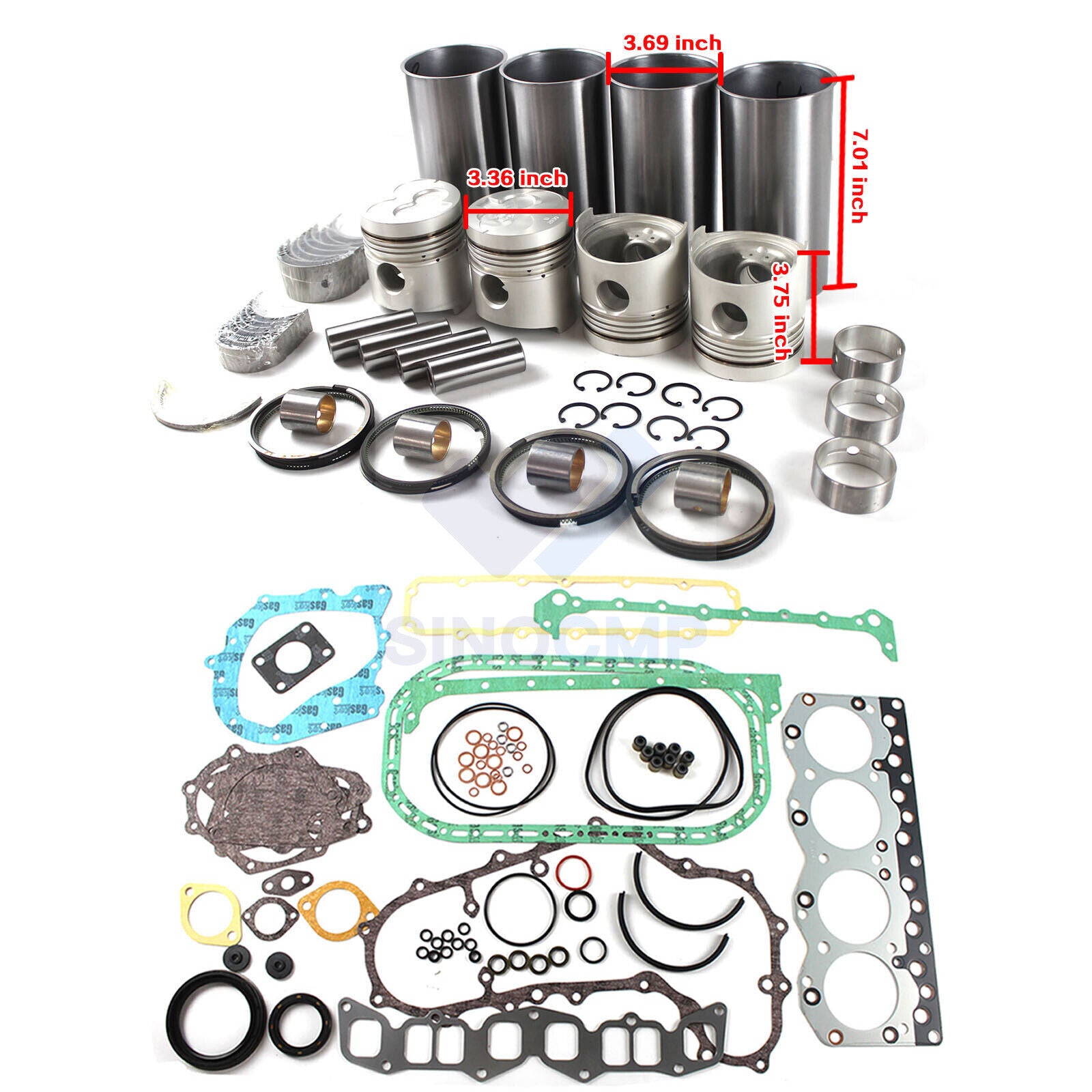 Engine Rebuild Kit for Isuzu C240PKG C240PKJ C240 KOMATSU H25 TCM Forklift 4RING