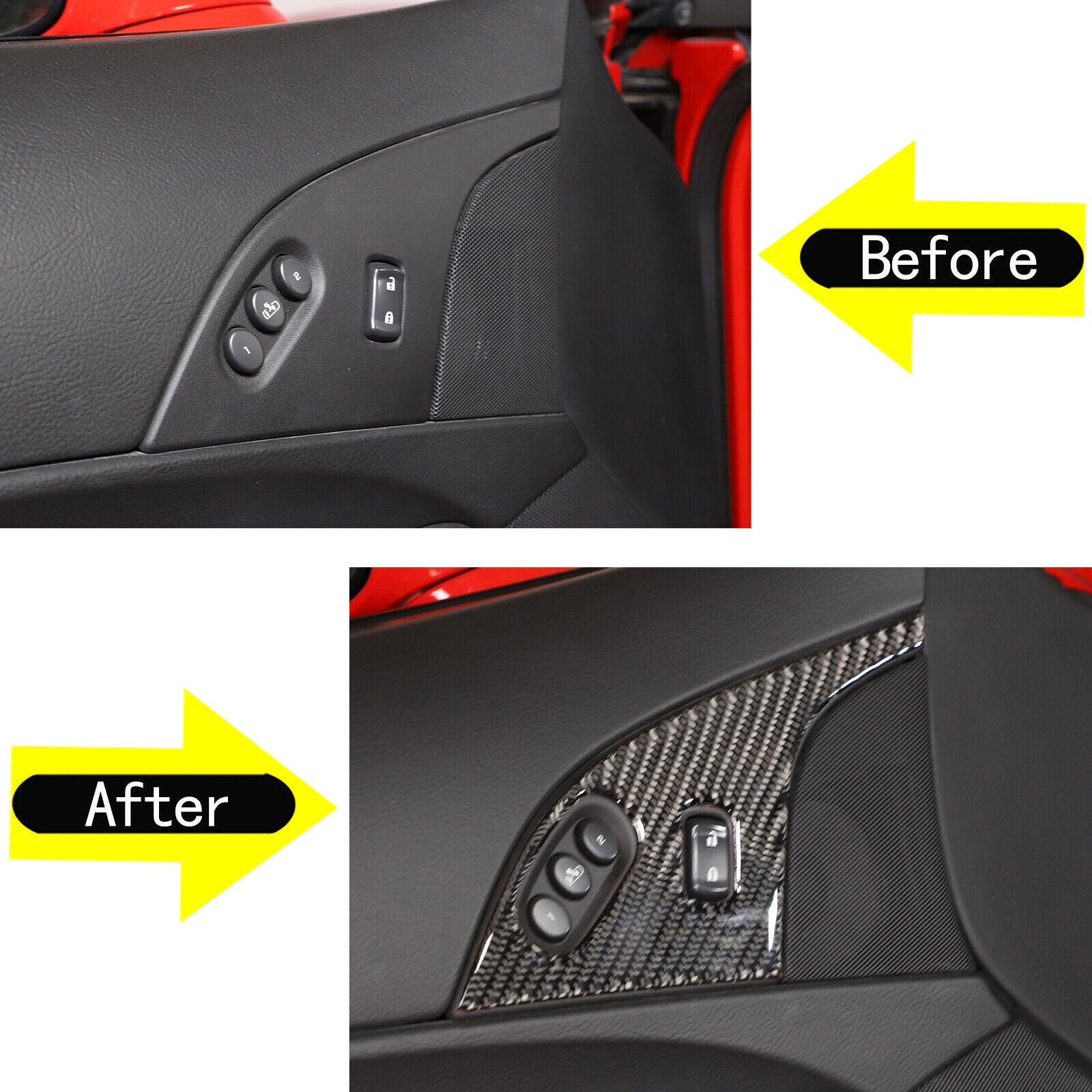 Carbon Fiber Interior Door Lock Panel Trim Sticker for Corvette C6 2005-2013