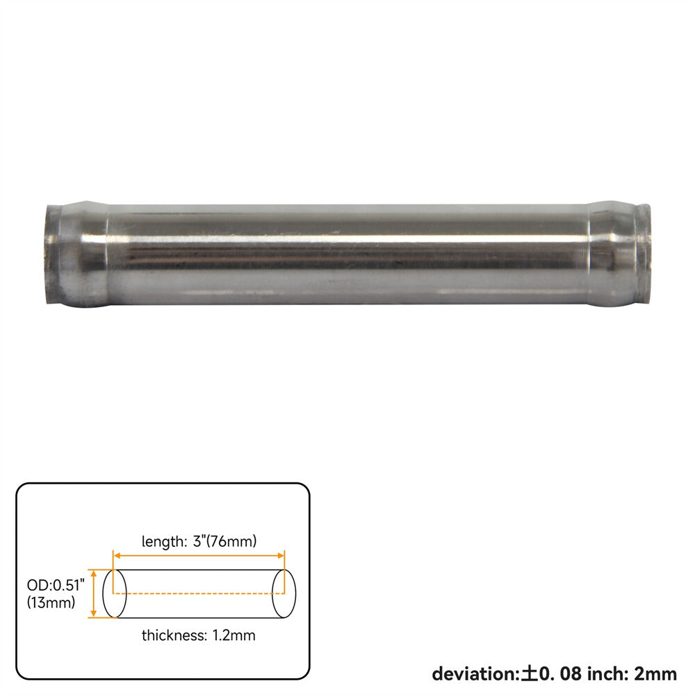 Aluminum Hose Adapter Tube Joiner Pipe Coupler Connector 13mm 0.51 L=76mm