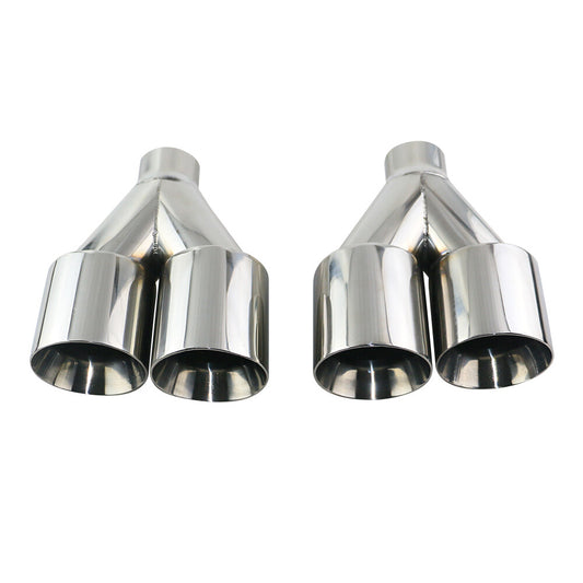 2.5'' ID 4''OD Universal Dual Exhaust Tip Straight Tips Double Wall Tip Sliver