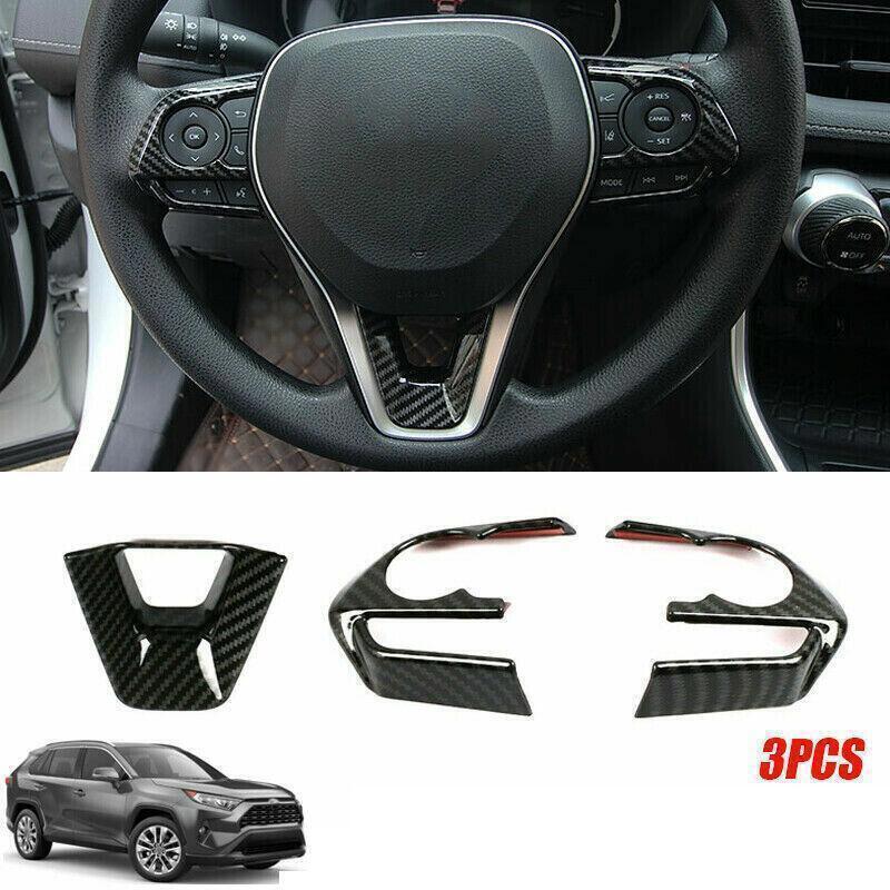 for Toyota Rav4 19-2024 Carbon Fiber Look Steering Wheel Button Frame Cover Trim