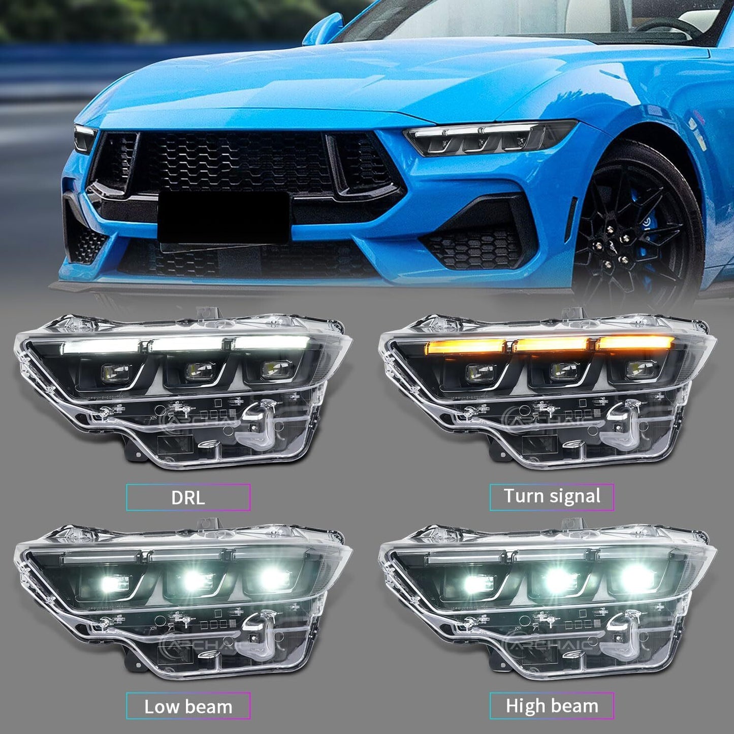 PR3B13006 LED Headlight Assembly LH Left Driver Side for Ford for Mustang 2024-2025