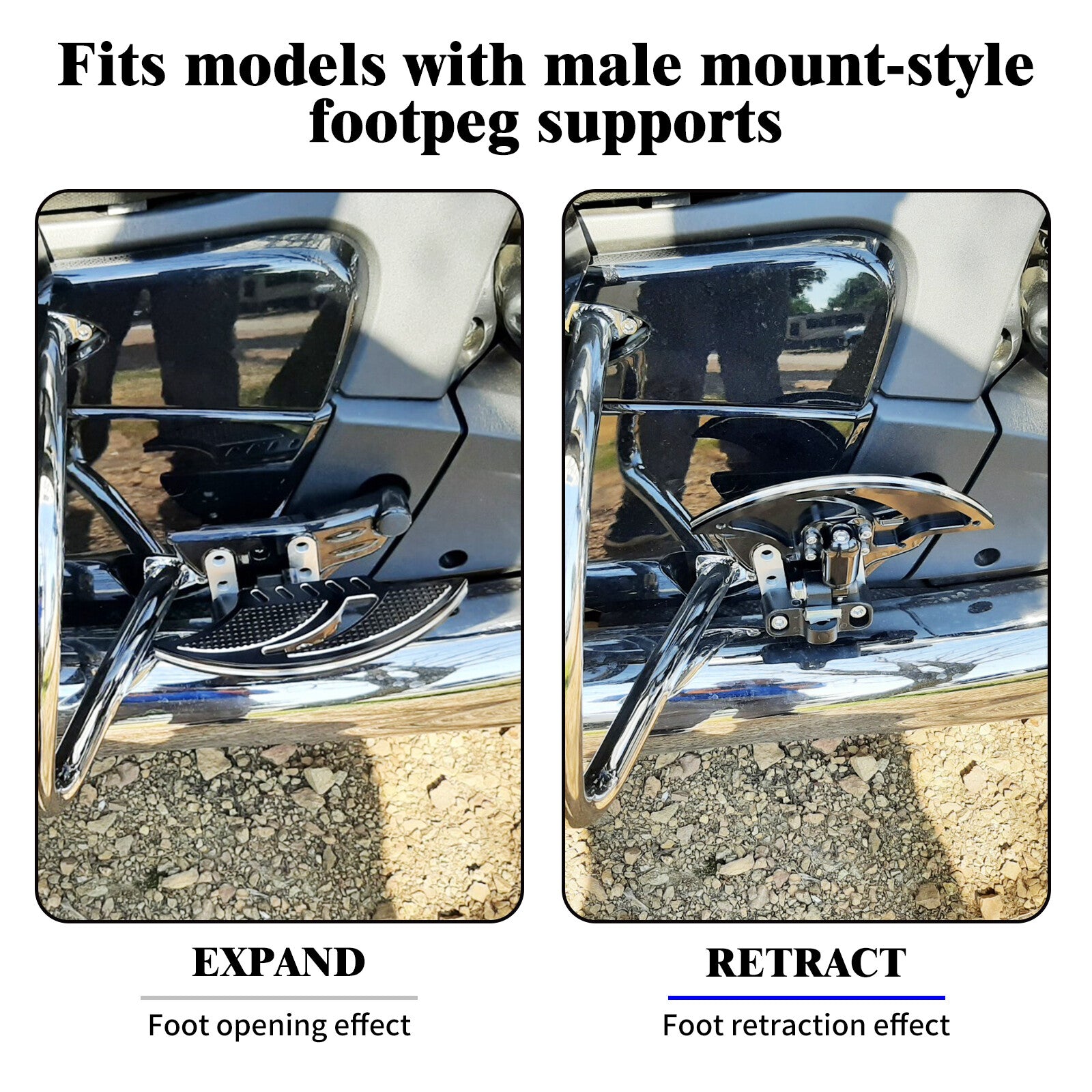 Rear Passenger Foot Pegs Floorboard Chrome Pedals Fits for Harley Touring Dyna