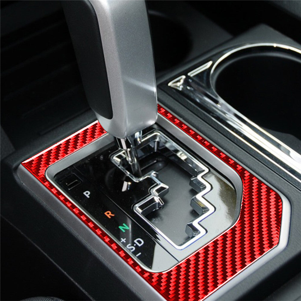 Red Carbon Fiber Central Control Gear Shift Panel Trim for T@yota Tundr@ 2014-21