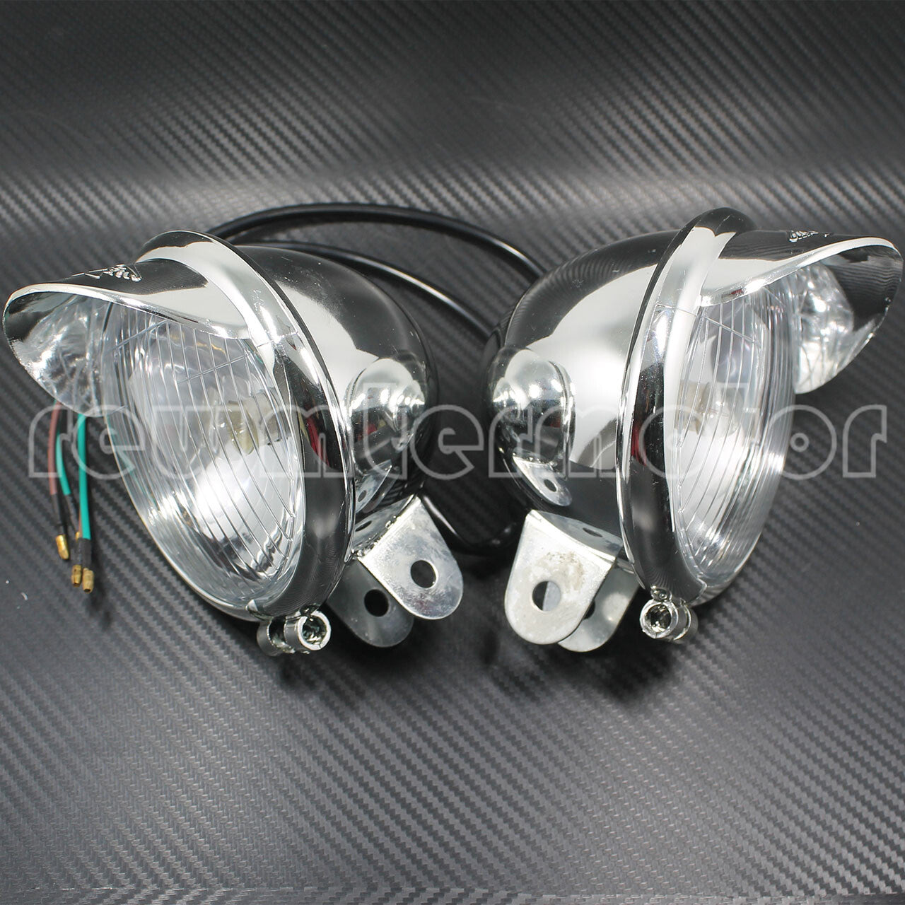 2x Fog Light Lamp Headlight Visor Motorcycle Universal Chrome ABS Plastic