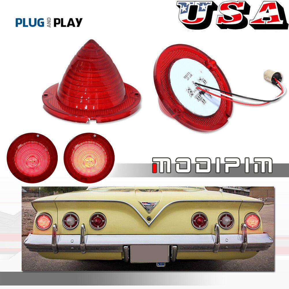 Suitable for 60-61 Impala for Chevrolet El Camino, red LED taillights, guide script pair