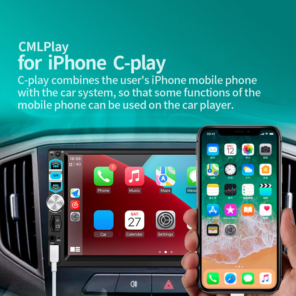 Radio Single 1Din Touch Screen Car Stereo Bluetooth For Carplay Android Auto