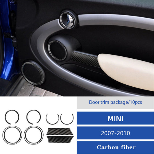 10Pcs Carbon Fiber Interior Door Push Handle Trim for Mini Cooper R55 R56 R57