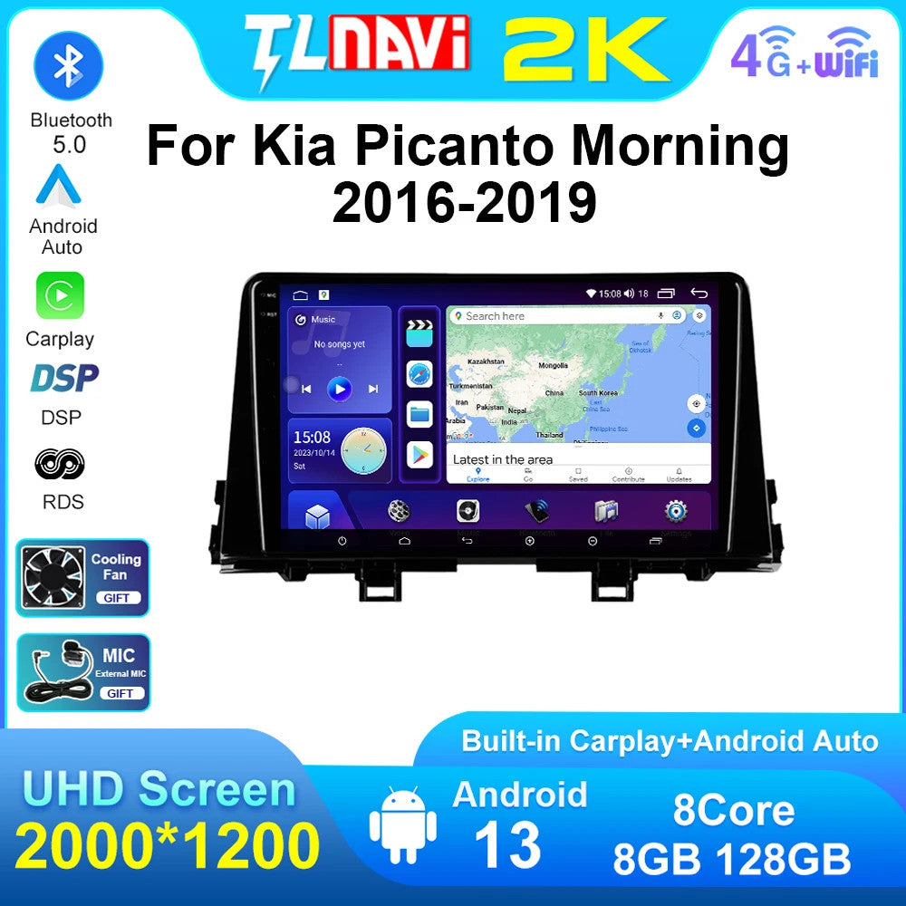for Kia Picanto Morning 2016-2019 CarPlay Car Radio GPS Multimedia Video Player