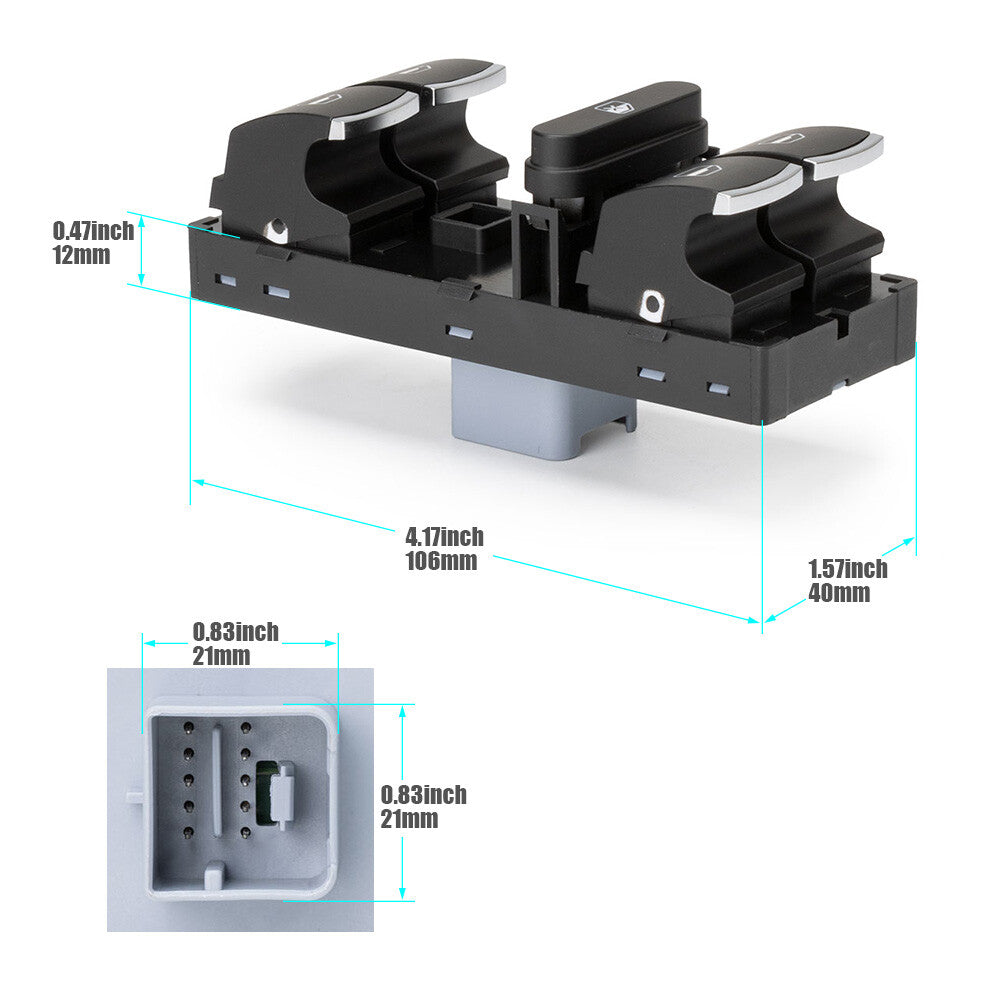 Power Window main control switch, front left, suitable for Volkswagen for Jetta Gti, for Golf MK5, and for Passat 6.