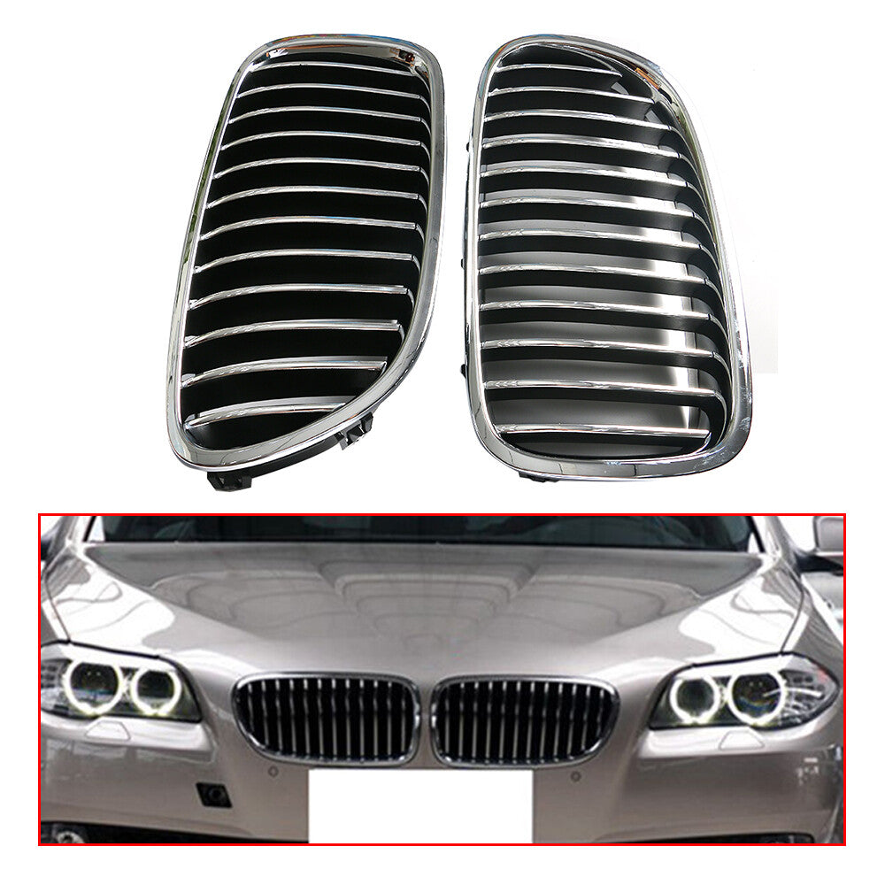 2X Front Bumper Kindey Grille For 2011-2013 for BMW F10 528i 535i xDrive Chrome