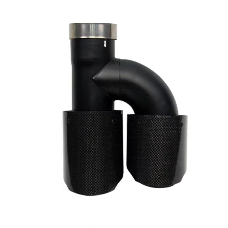 1Pcs Car Right All Black Glossy Carbon Fiber Exhaust Pipe H Rear Exhaust Tip End