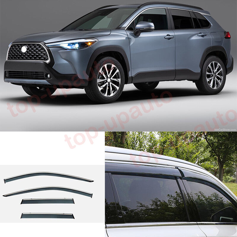 for Toyota for Corolla Cross 2022 W/chrome Window Visor Vent Shade Sun Rain Guard 4x