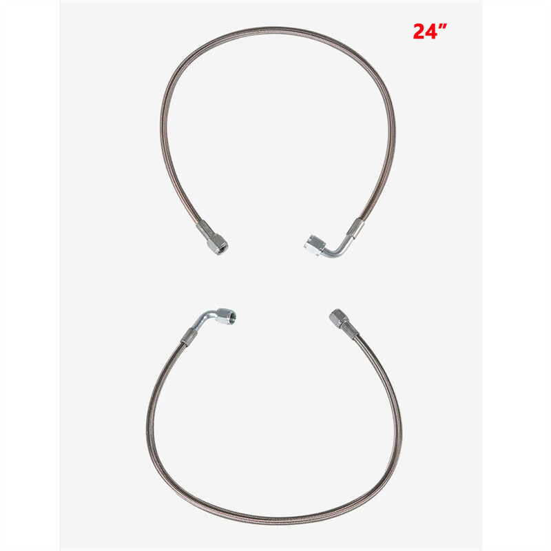 24 Turbo Oil Feed Line Stainless Braided PTFE Line 4AN 90° Straight Hose End