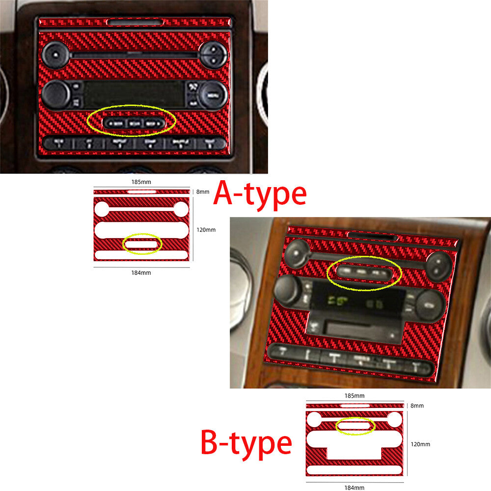 for Ford F150 FX4 2004-08 Central Control CD Switch Panel Cover Red Carbon Fiber