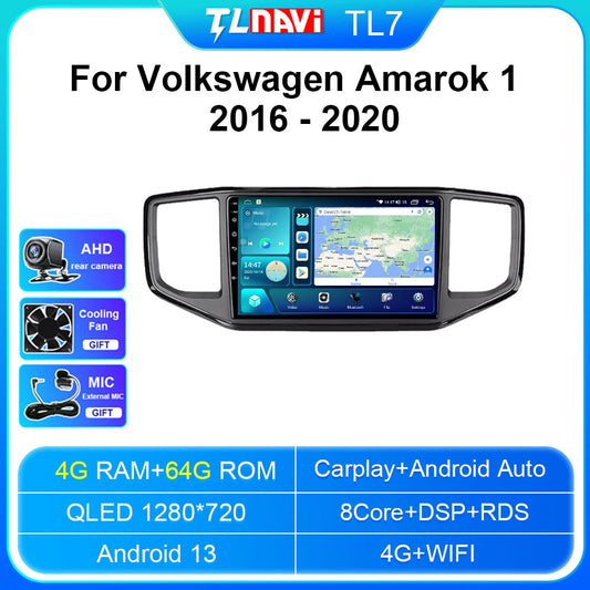 for Volkswagen Amarok 1 2016-2020 Car Radio CarPlay Multimedia Player GPS Screen