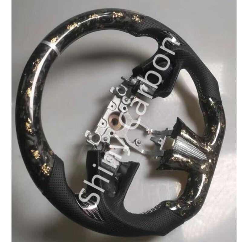 Forged carbon fiber steering wheel with gold flame design for Infiniti Q50 Q50L 2013-2017