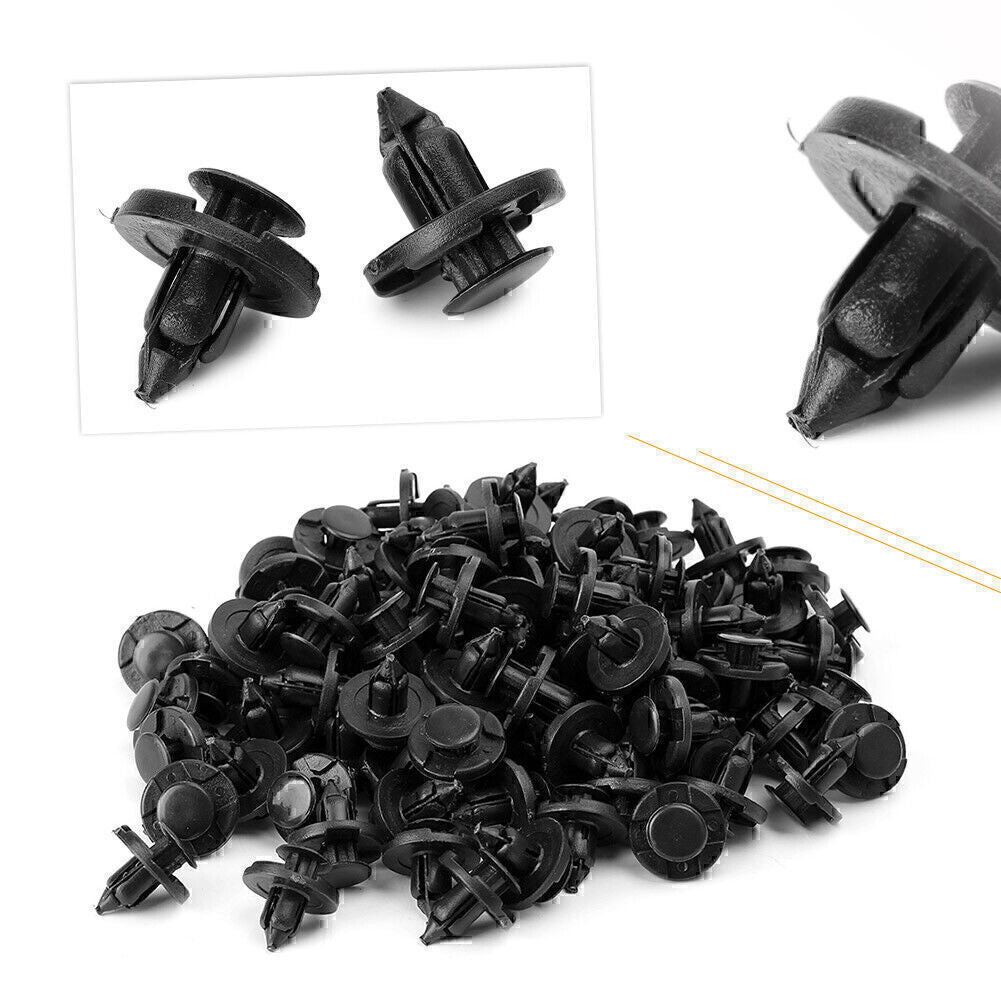 100x 8mm Black Hole Plastic Rivets Fastener Push Clips for Nissan Fender gk