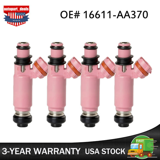 4PCS Pink 565cc Fuel Injectors Fit for Subaru STI WRX Forester 16611-AA370 US