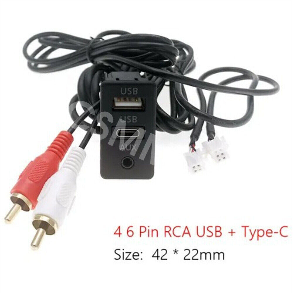 4 Pin 6 Pin to Type C Audio Cable USB Car Navigation AUX Adapter Panel Extension