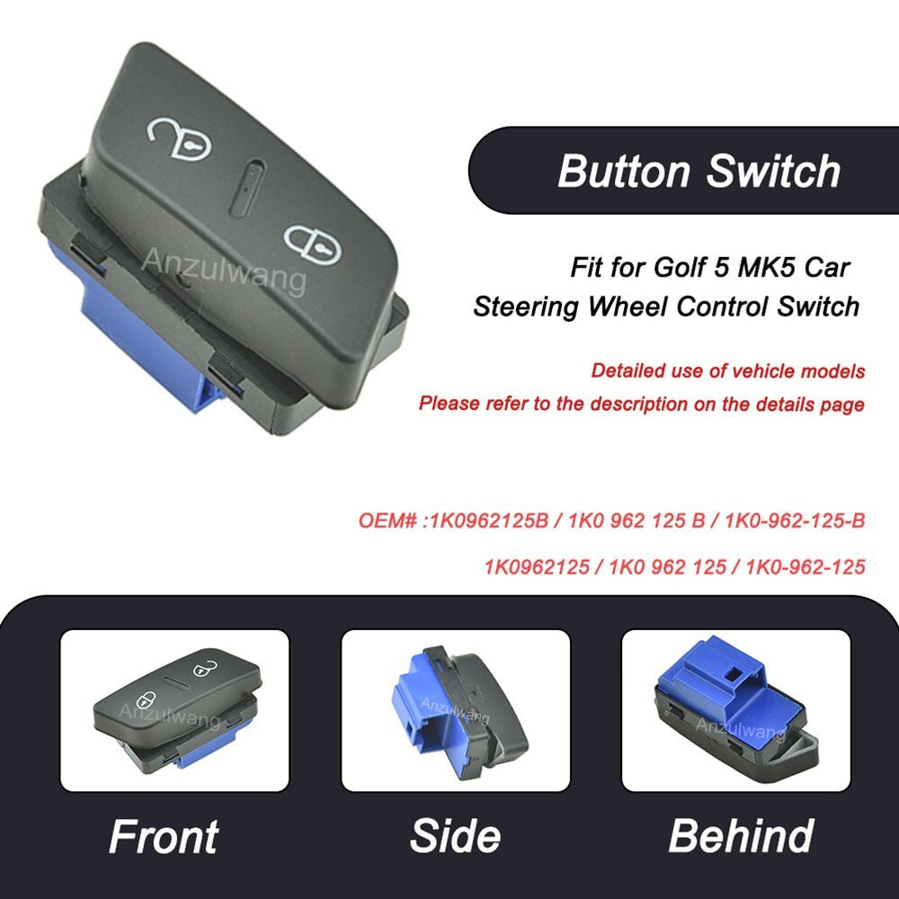Car Central Door Lock Control Switch Controlling Button Fit for Golf 5 MK5