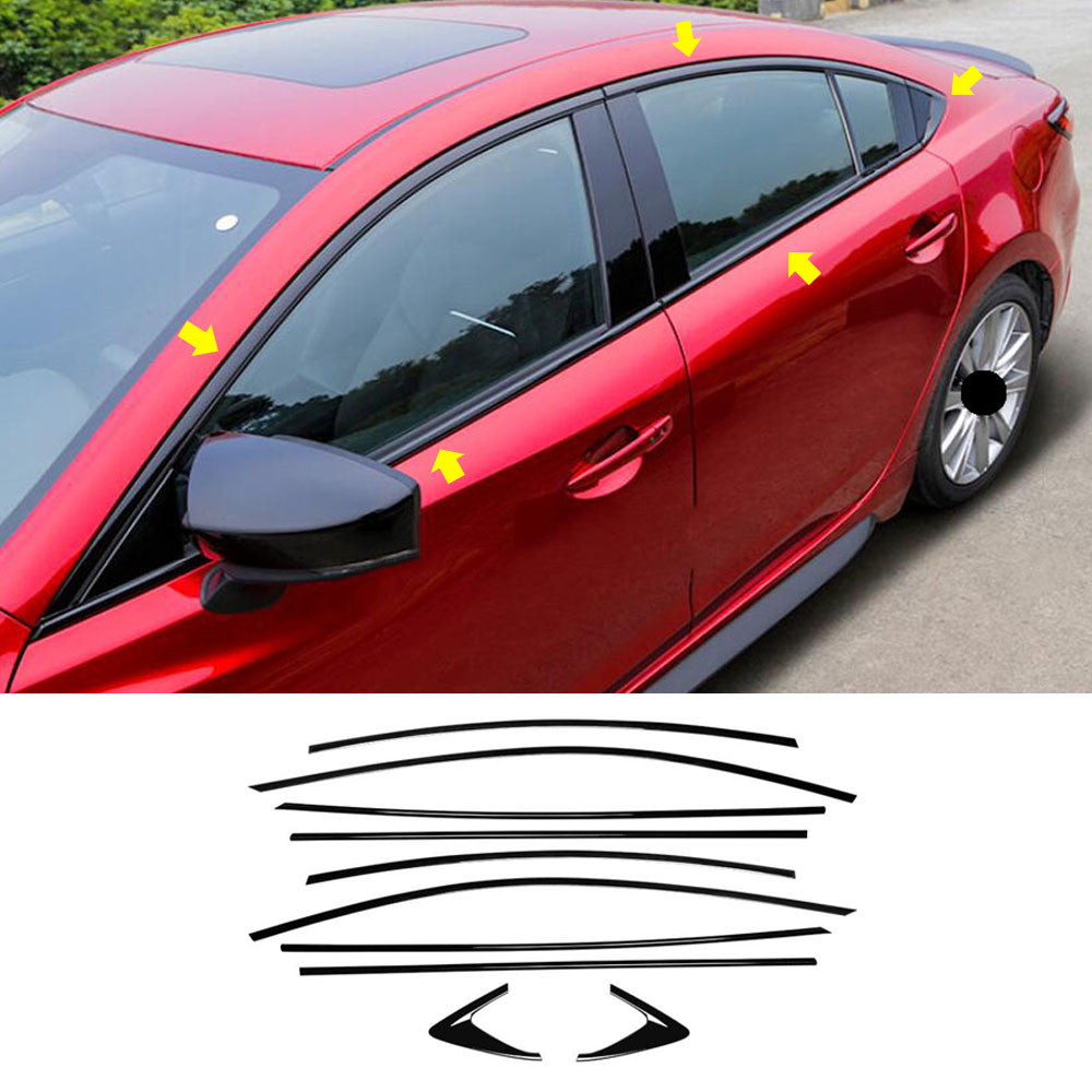 Fit for Mazda 6 2014-2021 ABS Glossy black Side Window Molding Cover Trim 10pcs