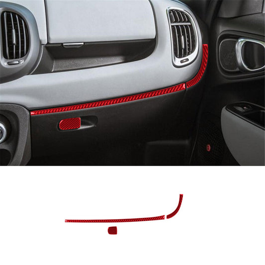 3X Red Carbon Fiber Interior Decor Glove Box Cover Trim for Fiat 500L 2014-2017