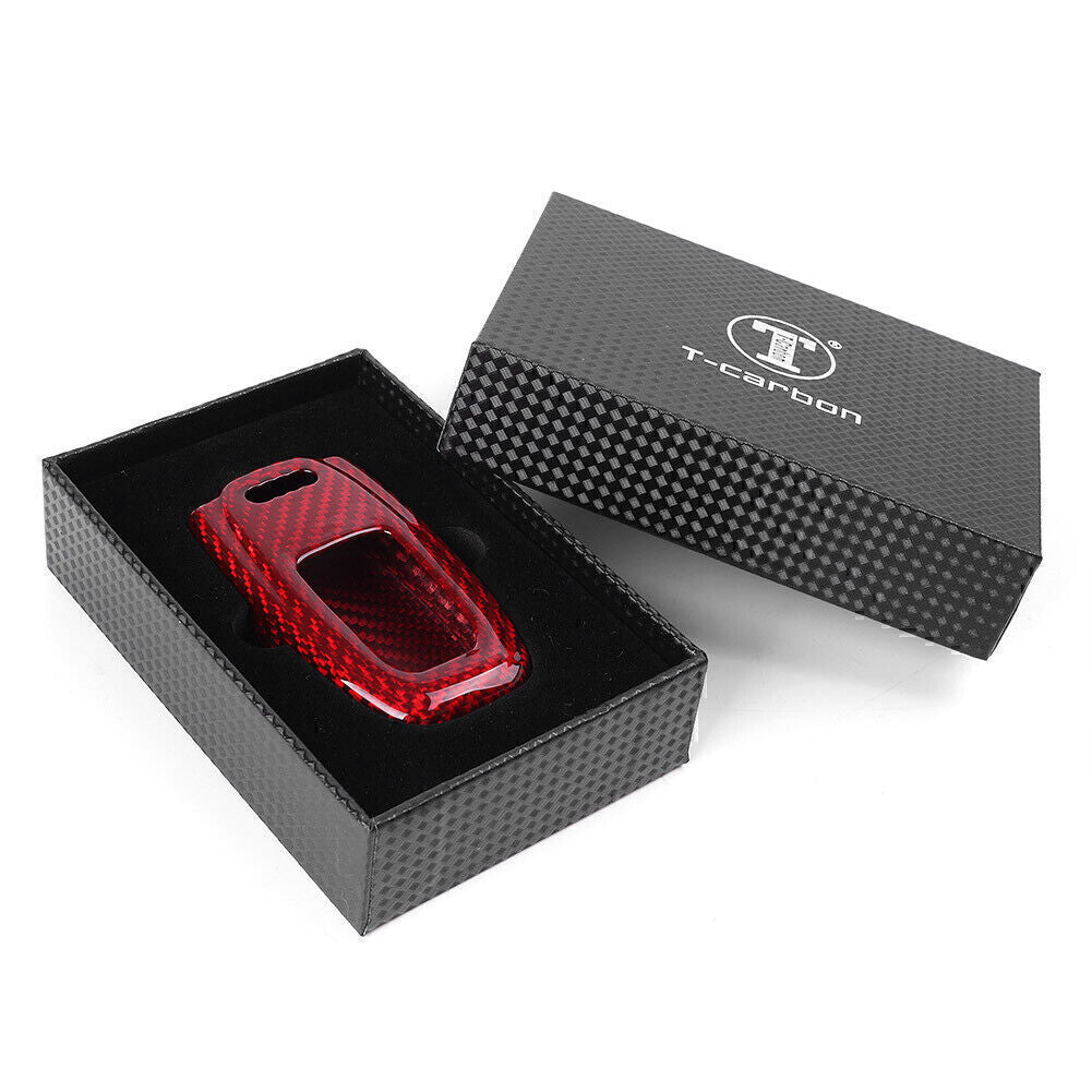 Carbon Fiber Shell Remote Keyless for Smart Key Cover Fit for Audi A3 A4 A5 A6 A7 for A8 Red