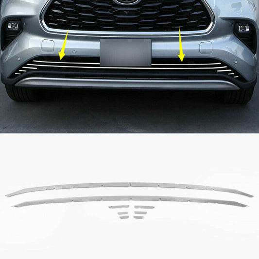 8X for Toyota Highlander 2020-2023 Silver Front Bumper Lower Grille Trim Strips