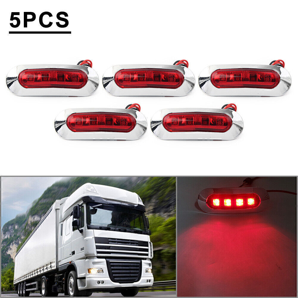 5x 4 LED Side Clearance Marker Light Fit Car Truck Trailer Pickup 12V 24V RED