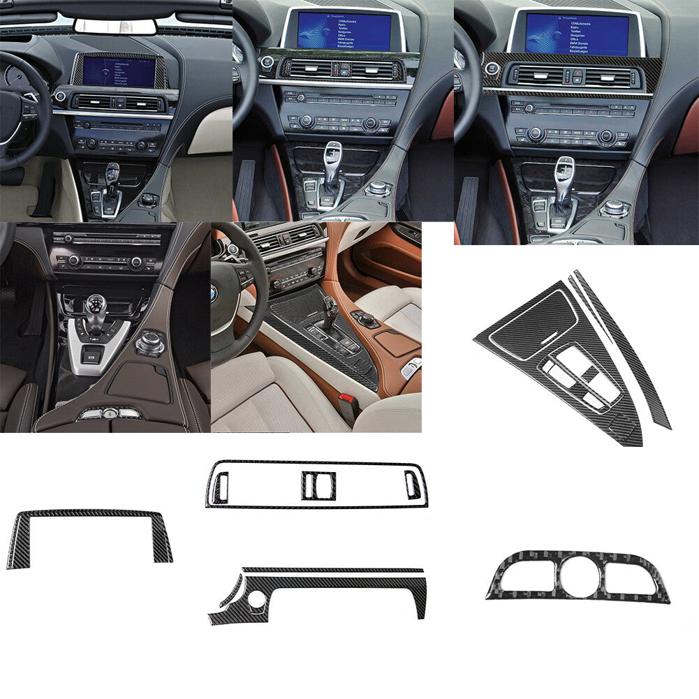20Pcs Carbon Fiber Central Console Kit Cover Trim for BMW 6 Series F12 F13 11-18