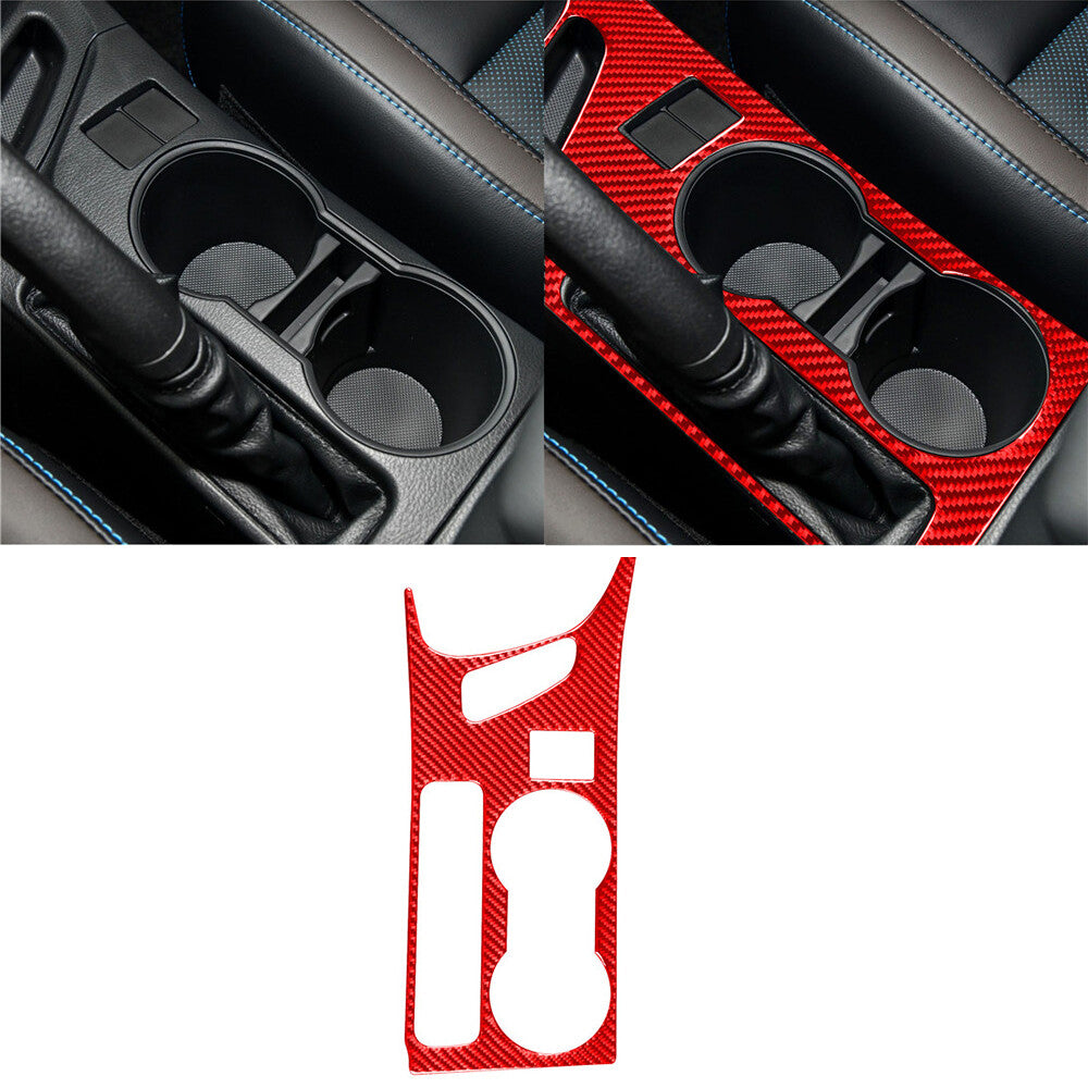 Red Carbon Fiber Inner Water Cup Holder Panel Cover For T@yota for Corolla 2014-2018