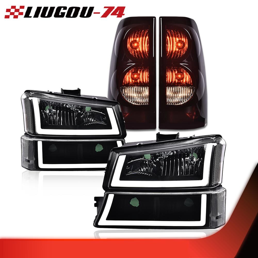 Suitable for 03-07 SILVERADO LED DRL black house headlights + taillights pair