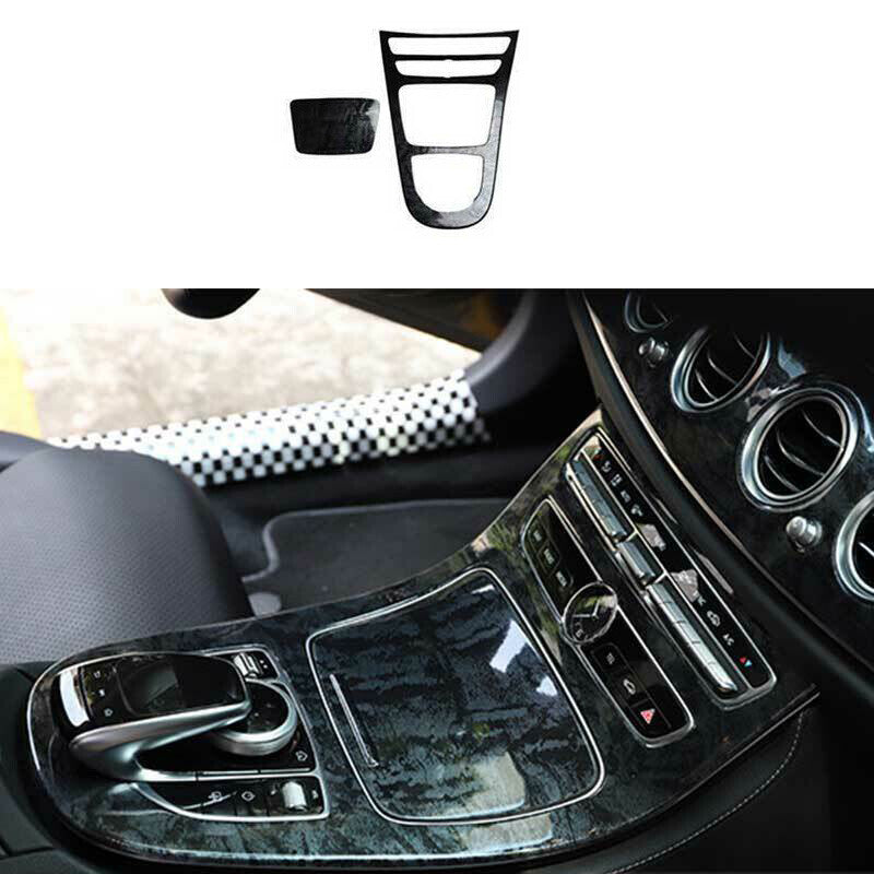 for Benz E-Class 2016-18 Black Wood Grain Central Console Gear Shift Panel Trim